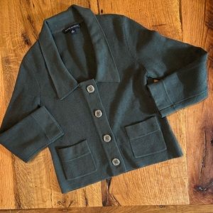 Banana Republic Classic Forest Green Wool/Silk  Cardigan Sweater, Size Small